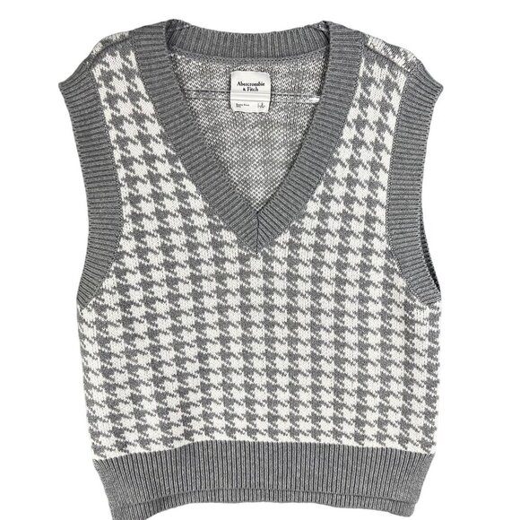 Abercrombie & Fitch Womens S Houndstooth Soft Knit Sweater Vest Cottagecore - Picture 1 of 13